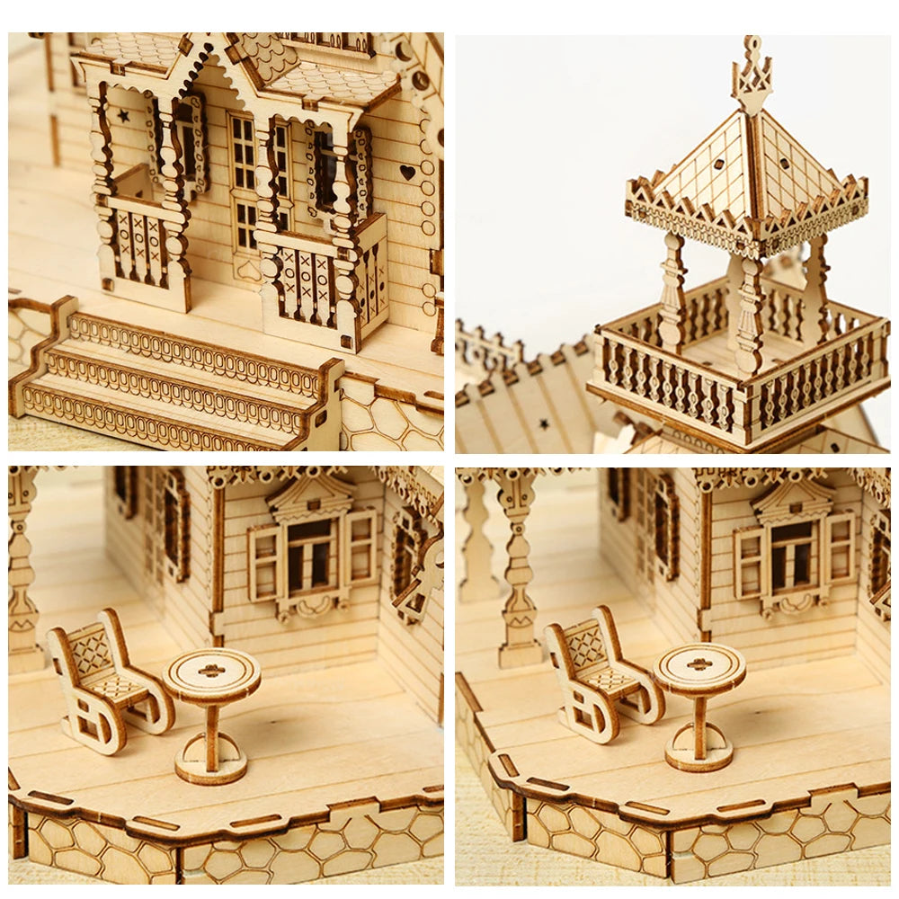 DIY Villa 3D Wooden Model Kit with Light