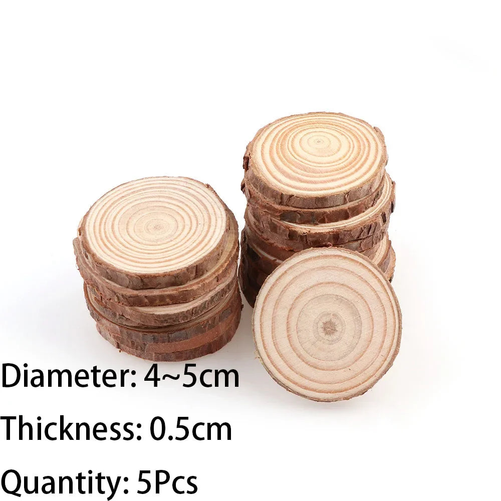 Natural Pine Wood Slices with Bark