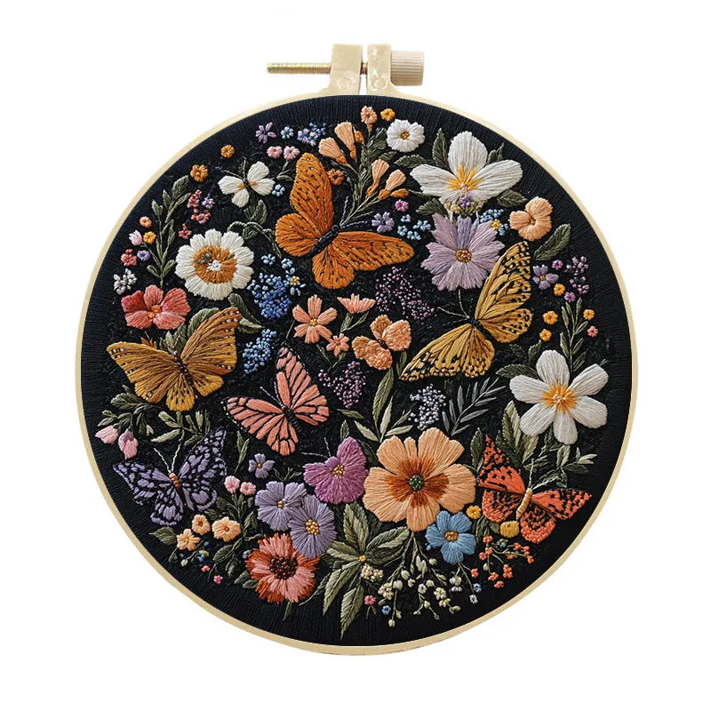 Flower & Butterfly Embroidery Kit for Beginners