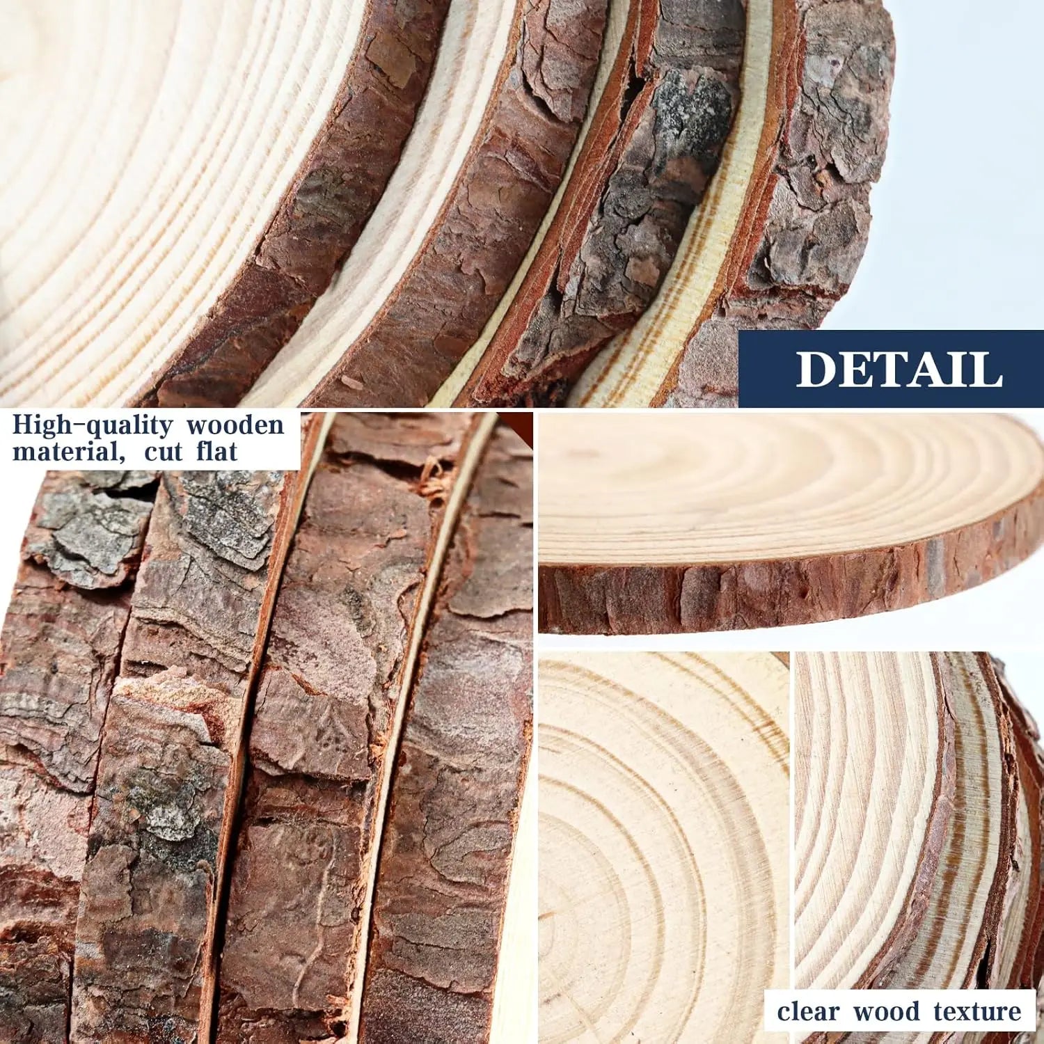 Natural Pine Wood Slices with Bark