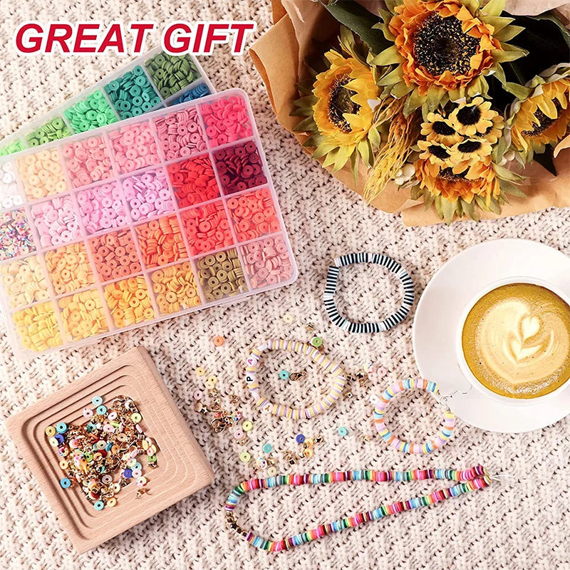 Rainbow Color Clay Beads Bracelet Making Kit