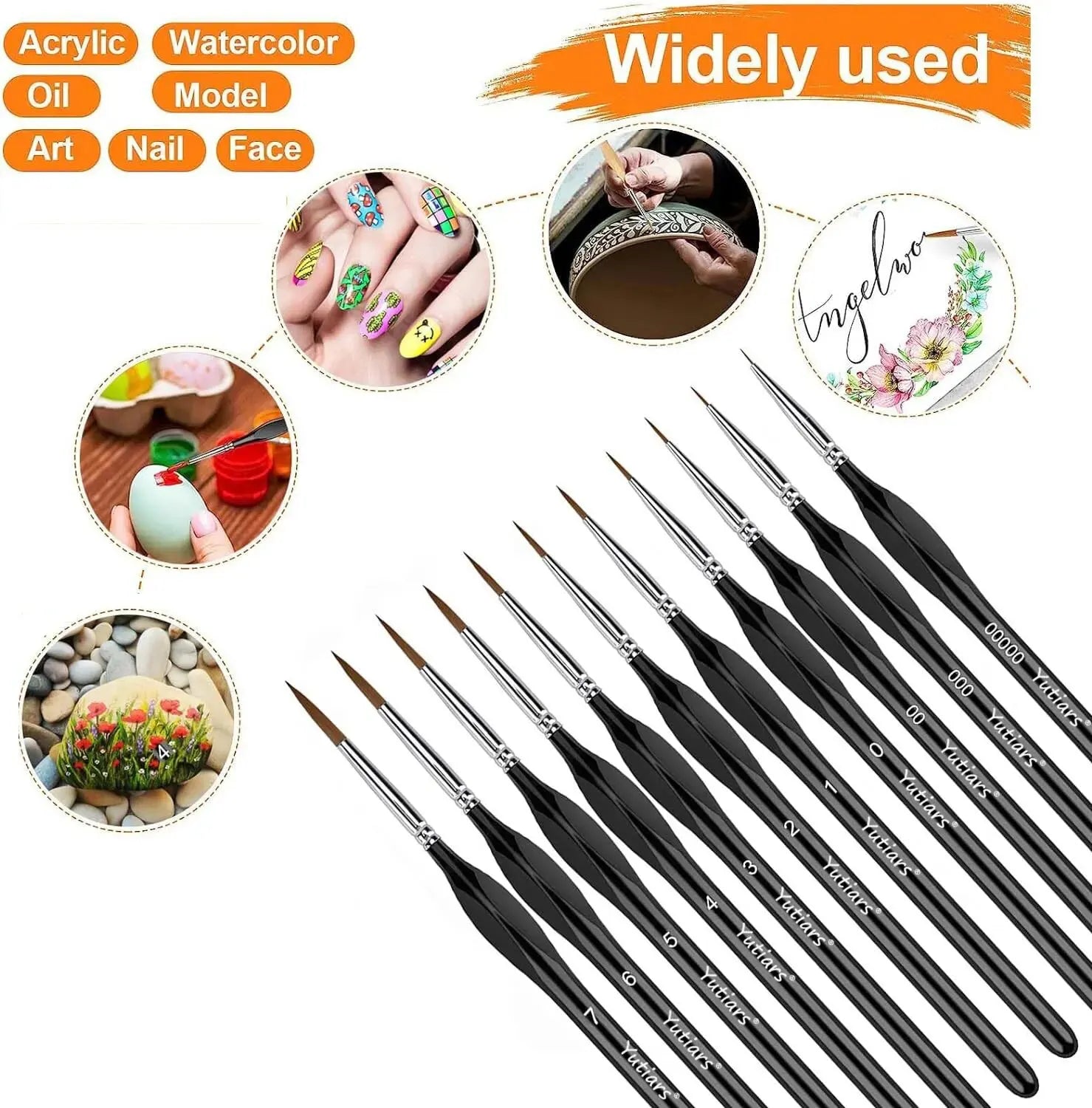 11-Piece Mini Fine Tip Paint Brush Set