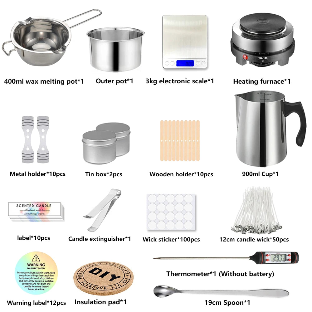 Candle Making Kit with Pouring Pot and Wax Melting Hot Plate