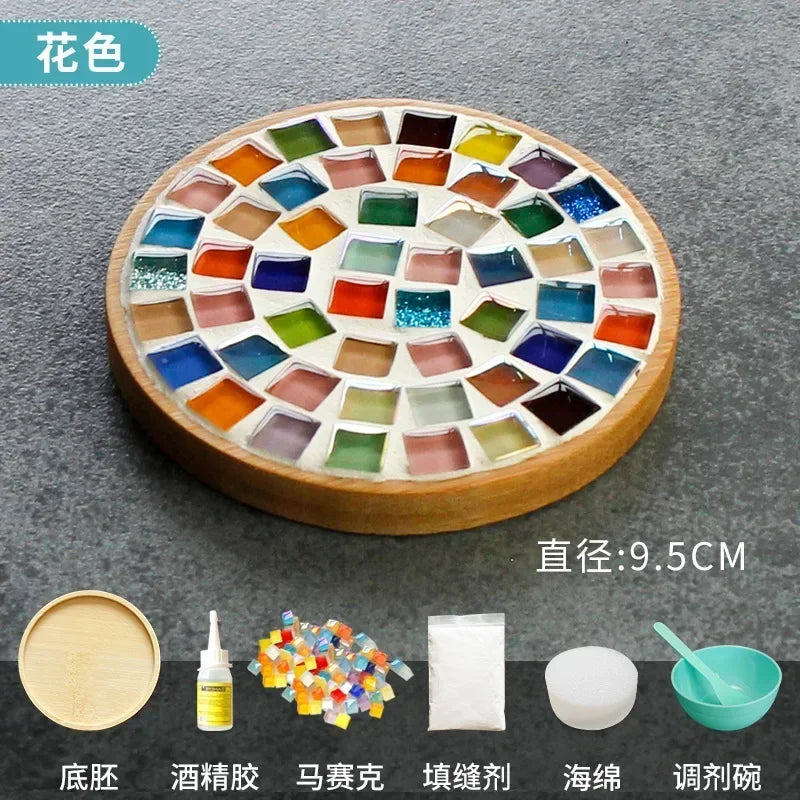 Handmade DIY Mosaic Cup Mat Bamboo Coaster