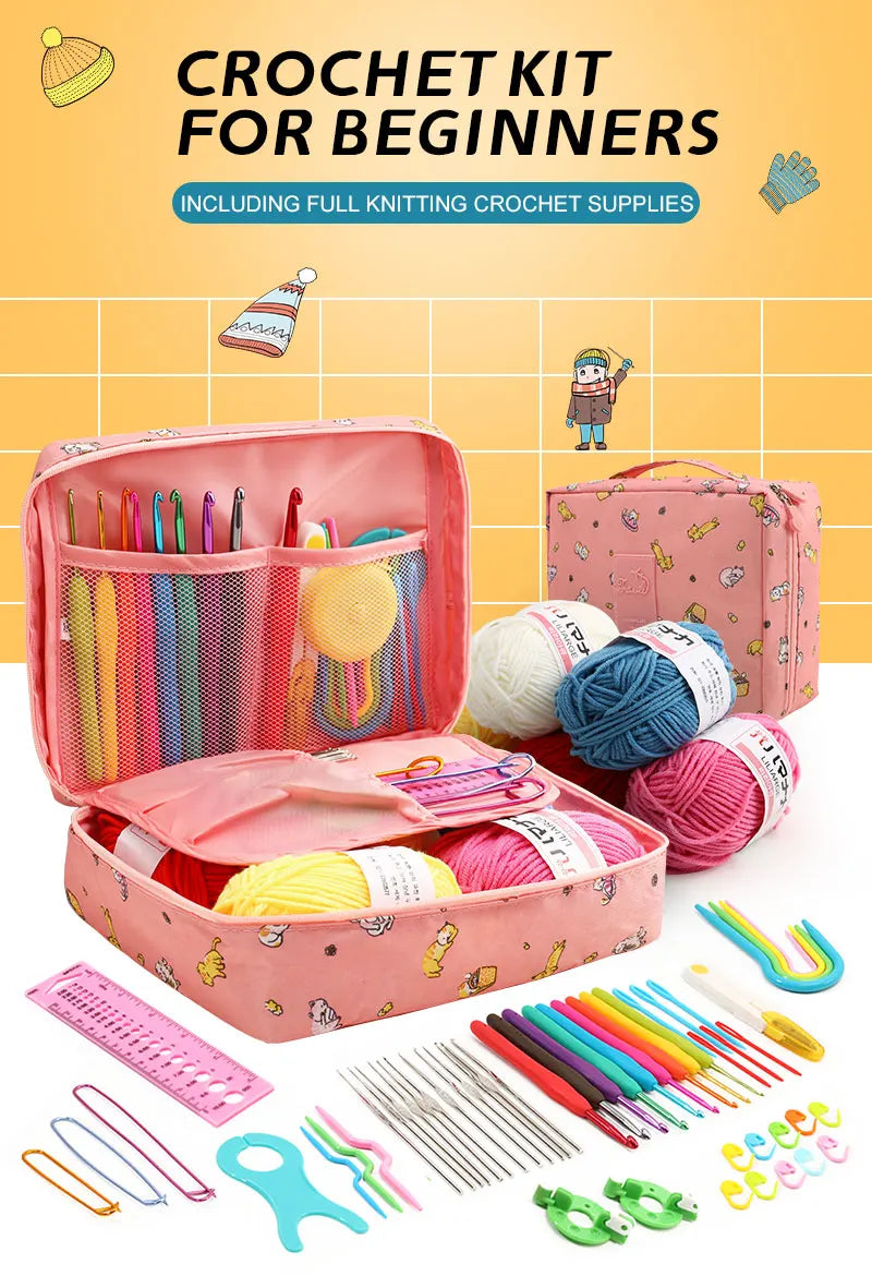 59-Piece Beginner Crochet Hook Kit with Storage Bag