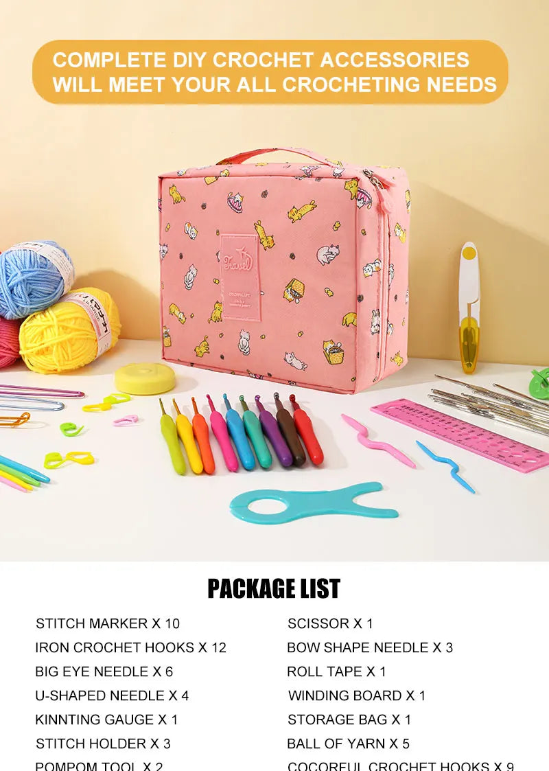59-Piece Beginner Crochet Hook Kit with Storage Bag