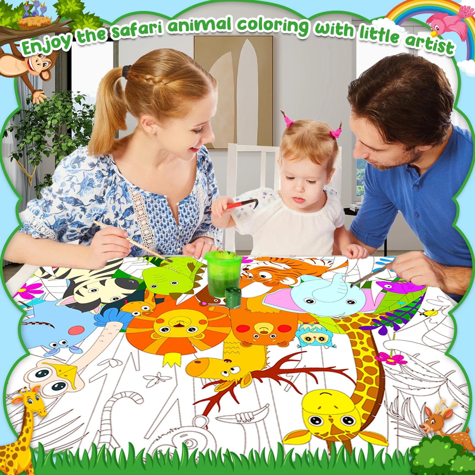 2-Pack Jungle Animal Giant Coloring Posters for Kids