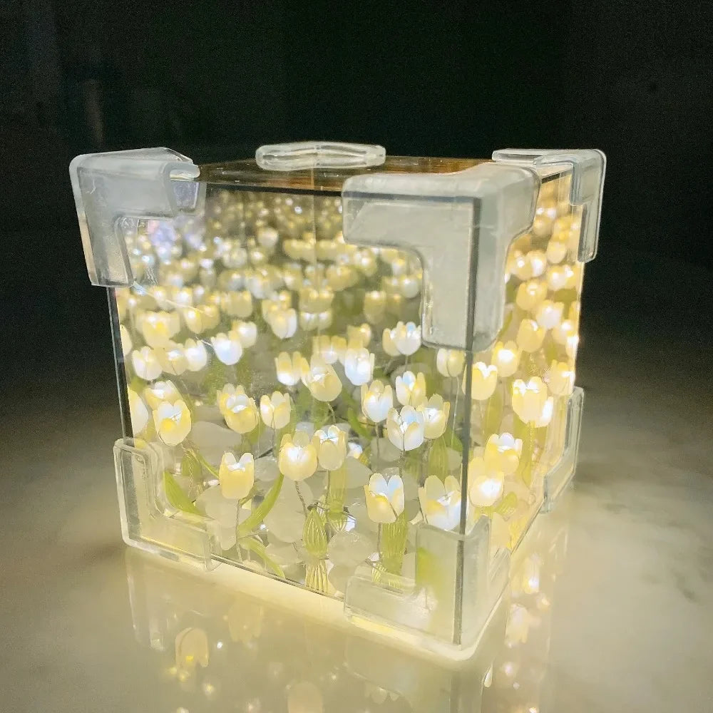 DIY Tulip Mirror Cube Night Lamp
