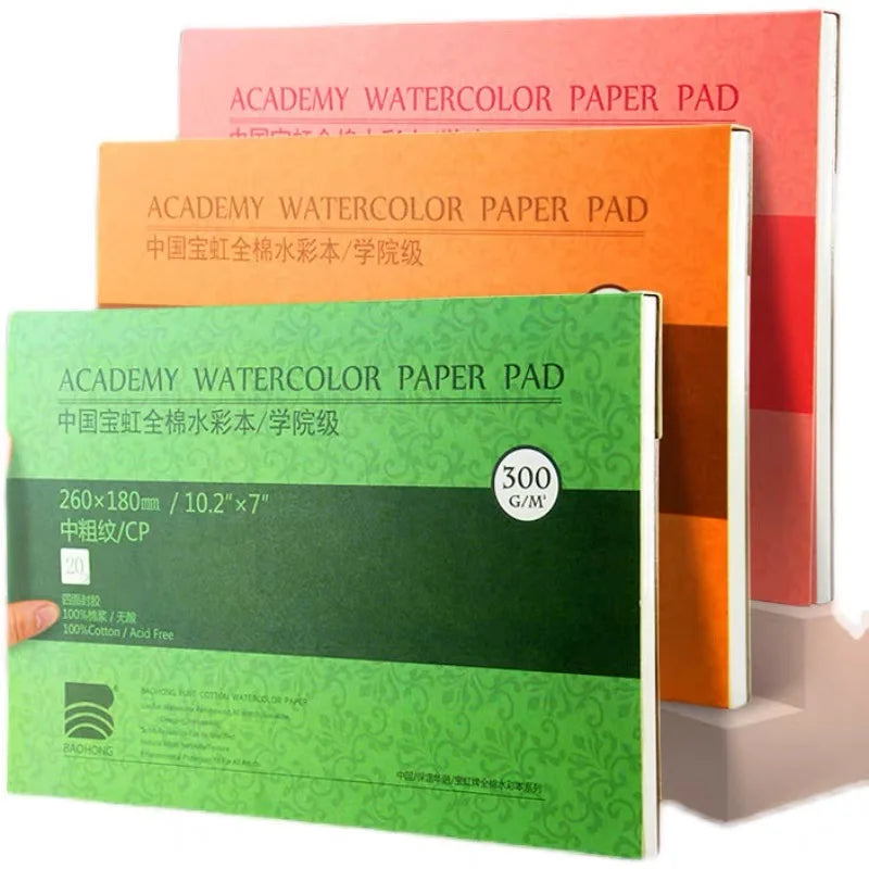 100% Cotton Watercolor Paper Pad, 300gsm/200gsm