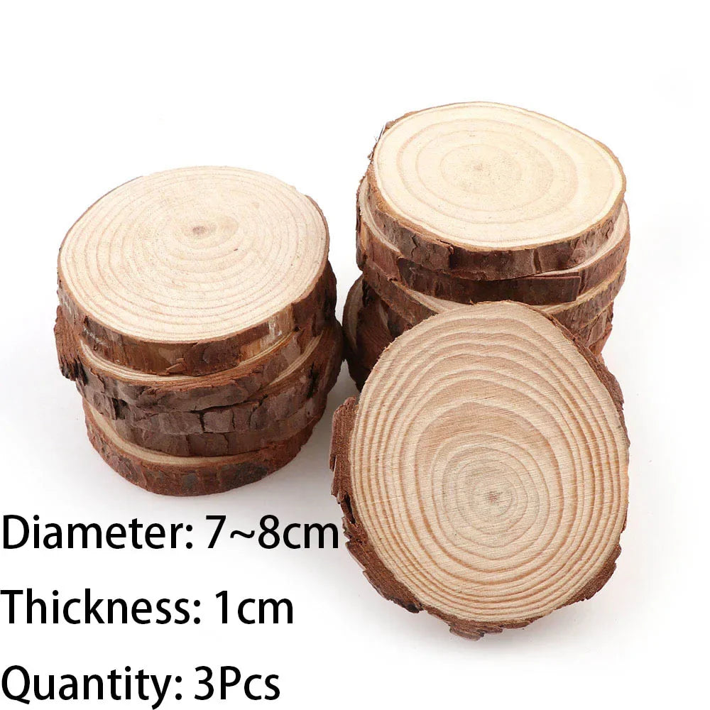 Natural Pine Wood Slices with Bark