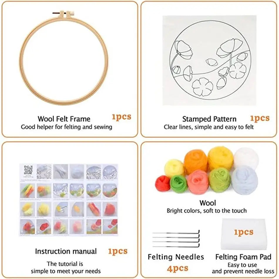 DIY Wool Felting Painting Kit - Colorful Mountains