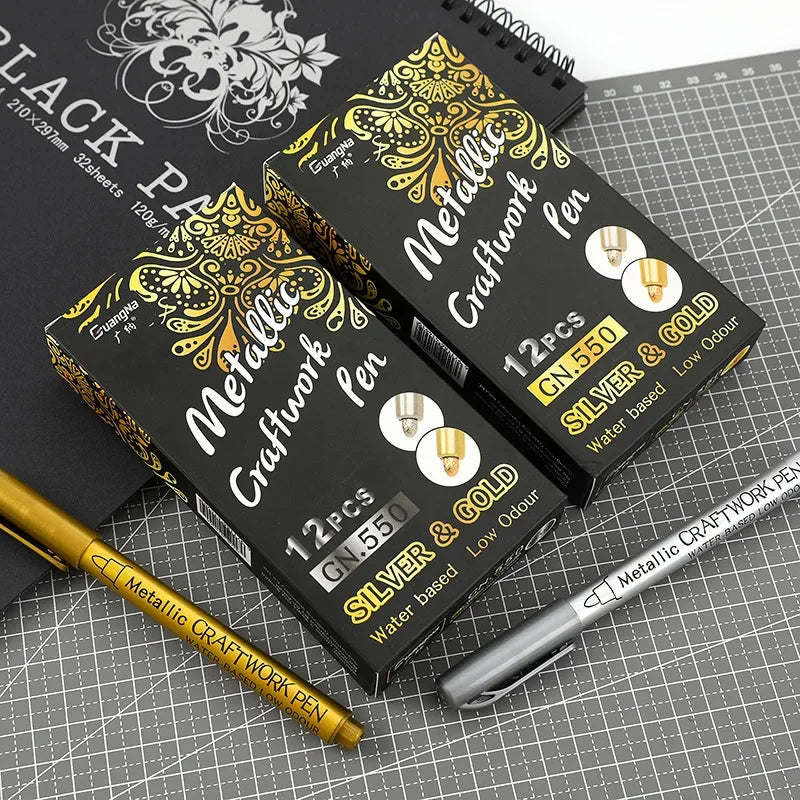 Metallic Brush Marker Pens – Gold & Silver