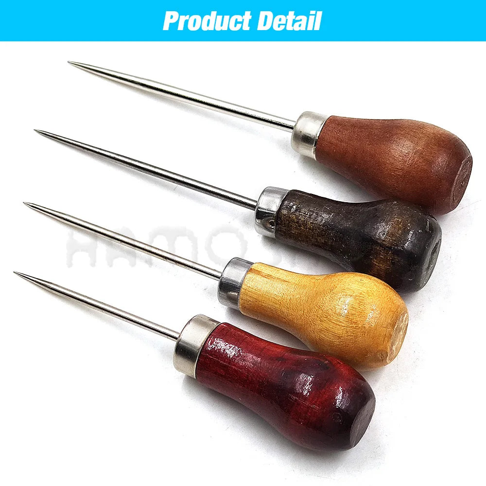 Wooden Handle Awl Sewing Stitching Tool
