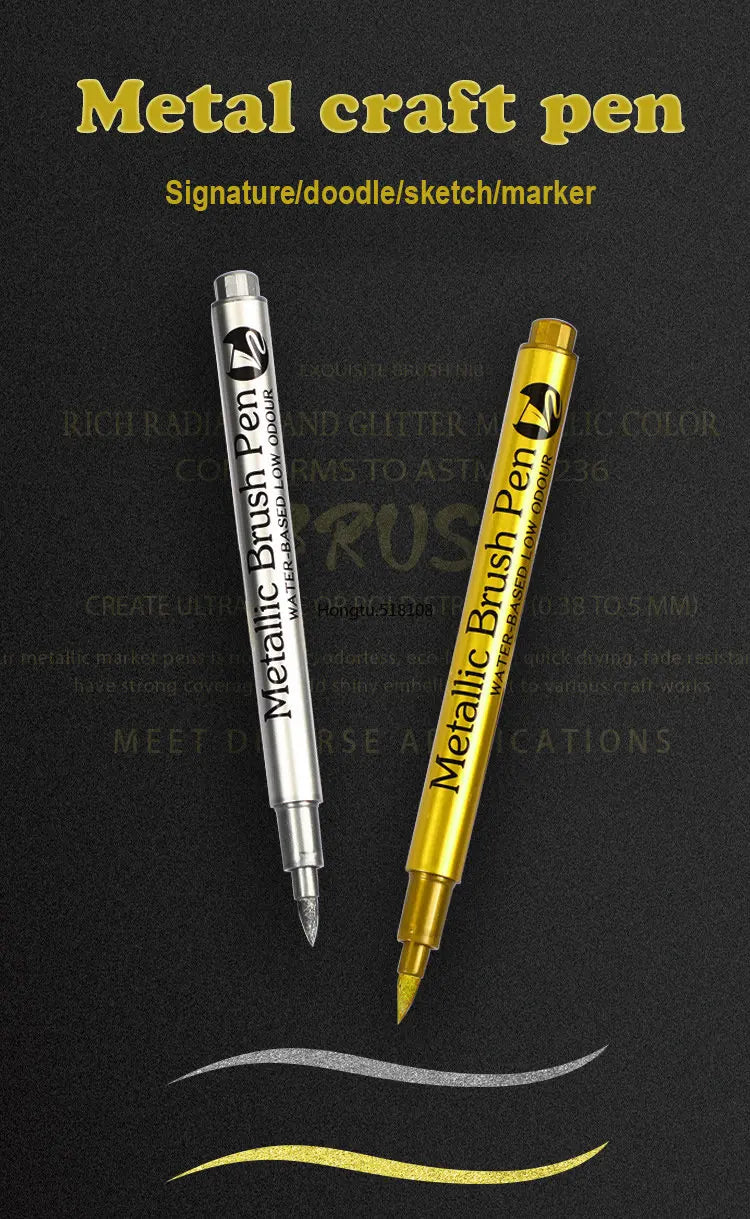 Metallic Brush Marker Pens – Gold & Silver