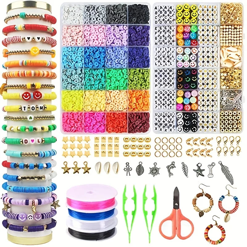 Rainbow Color Clay Beads Bracelet Making Kit