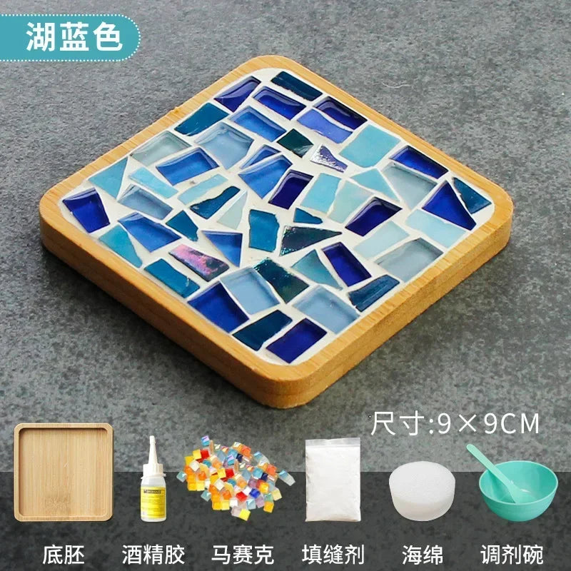 Handmade DIY Mosaic Cup Mat Bamboo Coaster