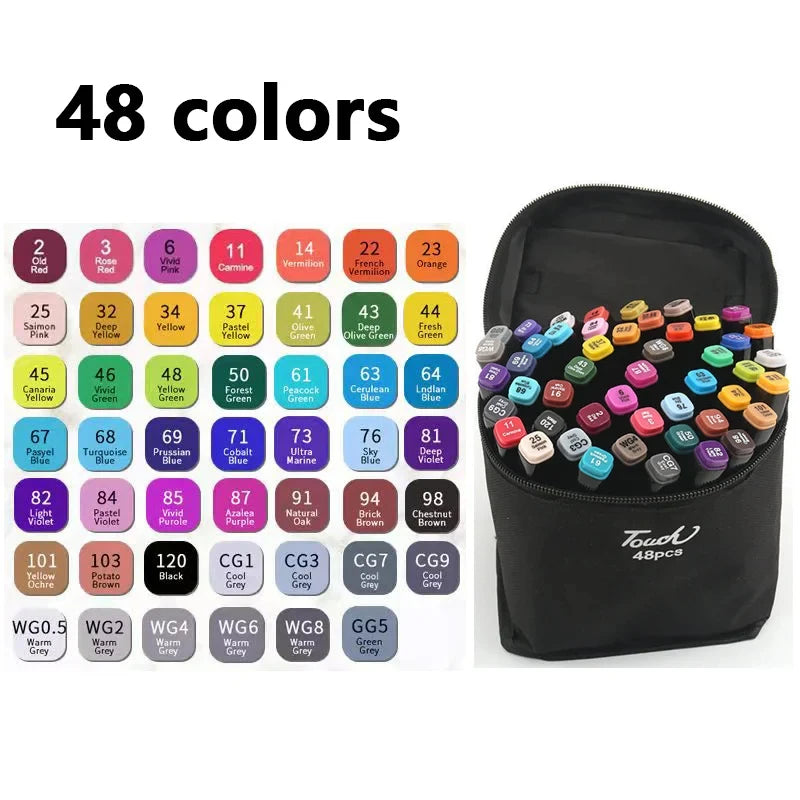 Double-Headed Oily Art Marker Set – 24 to 80 Colors