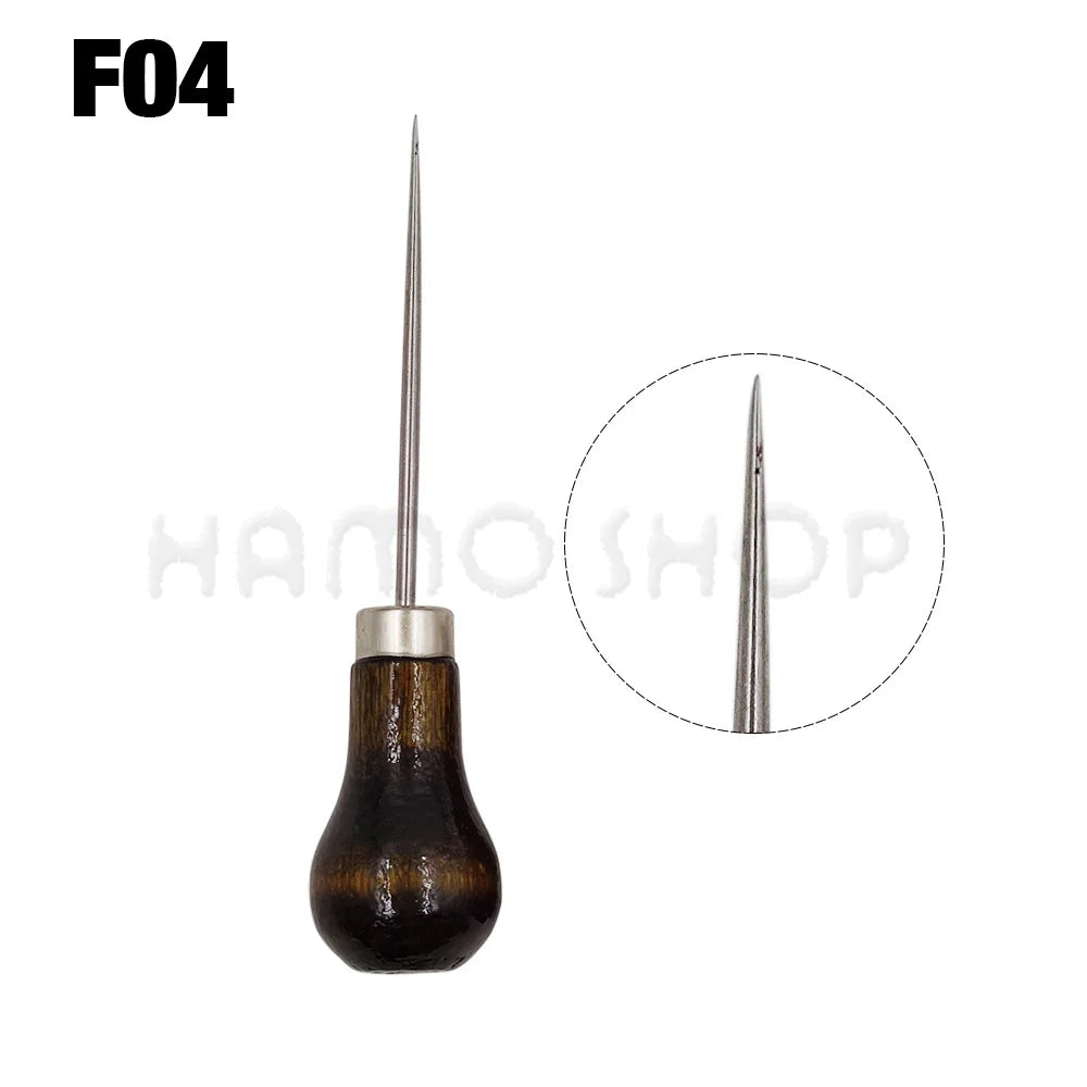 Wooden Handle Awl Sewing Stitching Tool