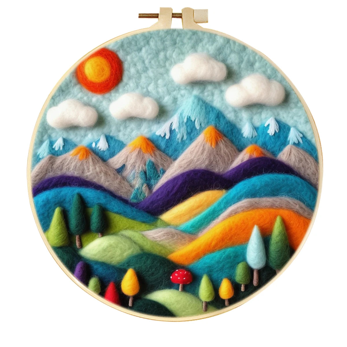 DIY Wool Felting Painting Kit - Colorful Mountains
