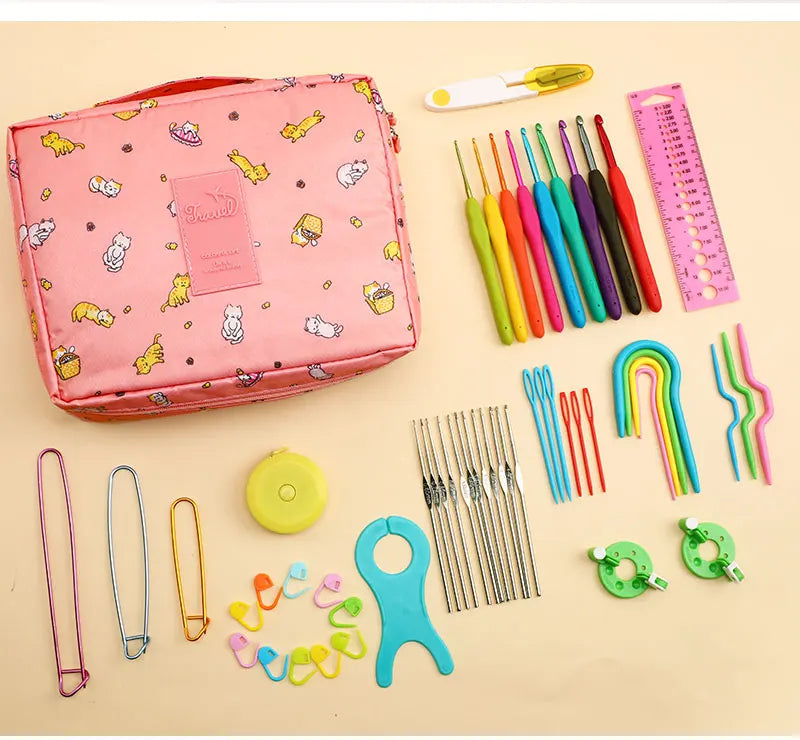 59-Piece Beginner Crochet Hook Kit with Storage Bag