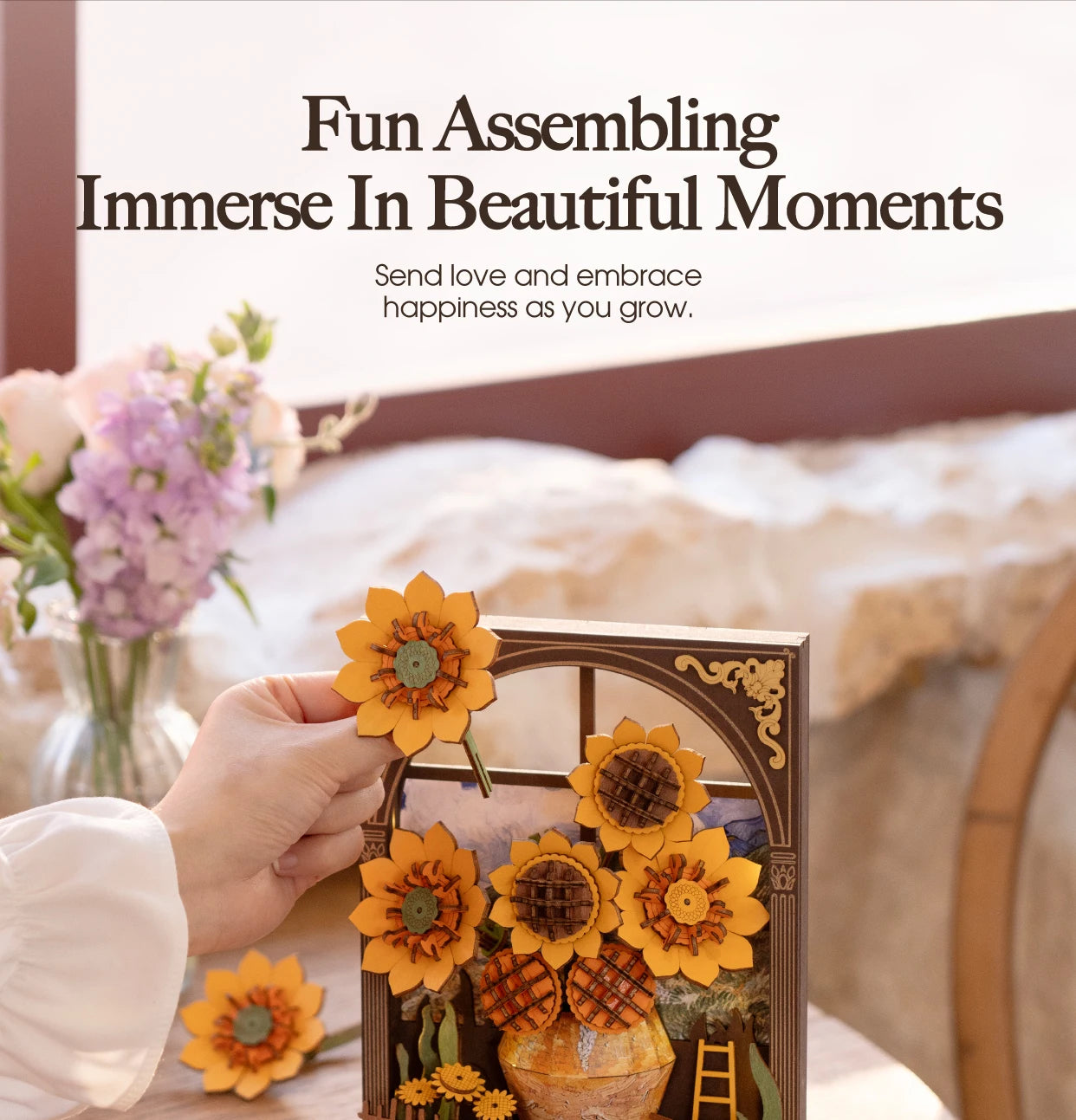 Robotime Glittering Water Lily 3D Wooden Puzzle with LED Light