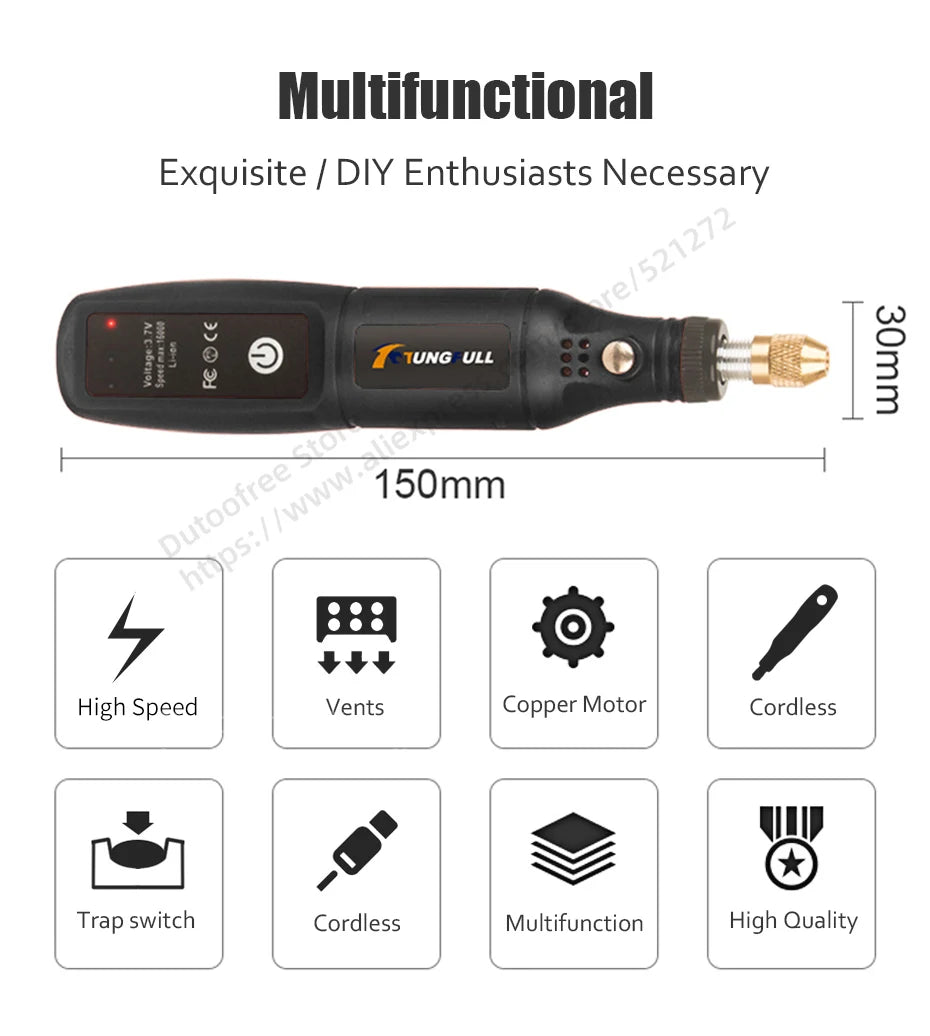 USB Rechargeable Mini Wireless Engraving Drill