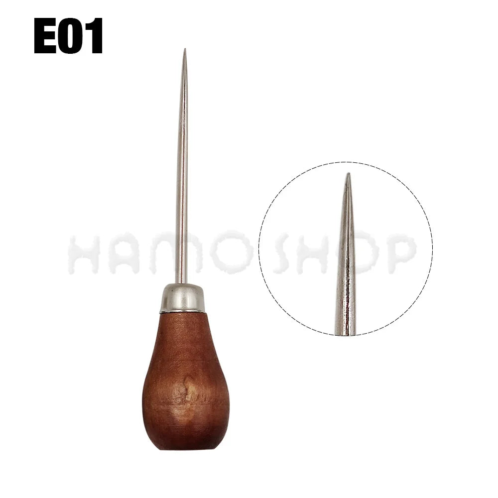 Wooden Handle Awl Sewing Stitching Tool