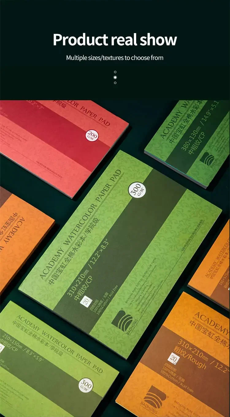 100% Cotton Watercolor Paper Pad, 300gsm/200gsm