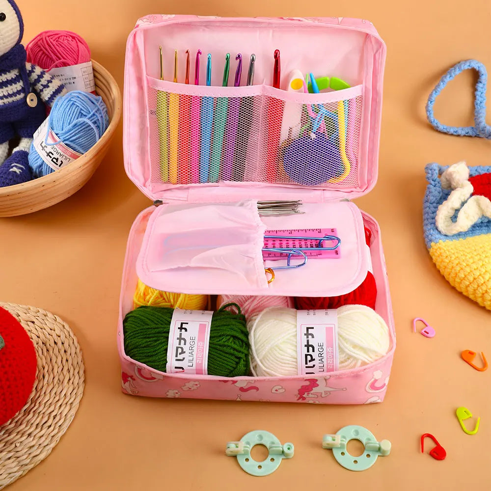 59-Piece Beginner Crochet Hook Kit with Storage Bag