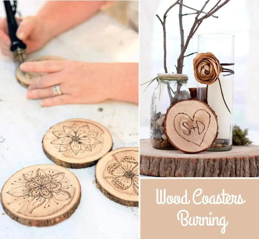 Natural Pine Wood Slices with Bark