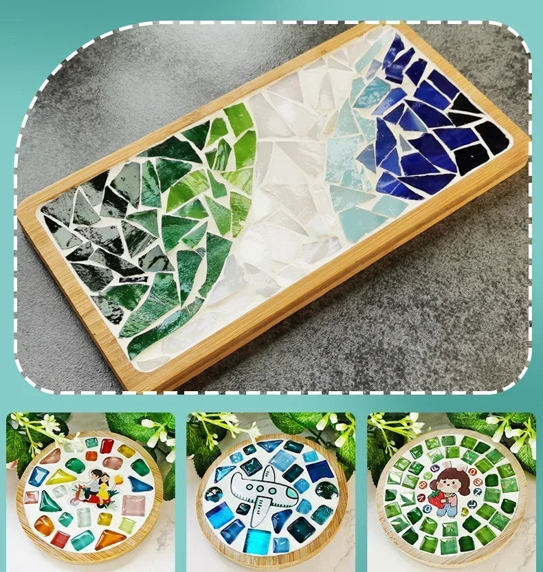 Handmade DIY Mosaic Cup Mat Bamboo Coaster