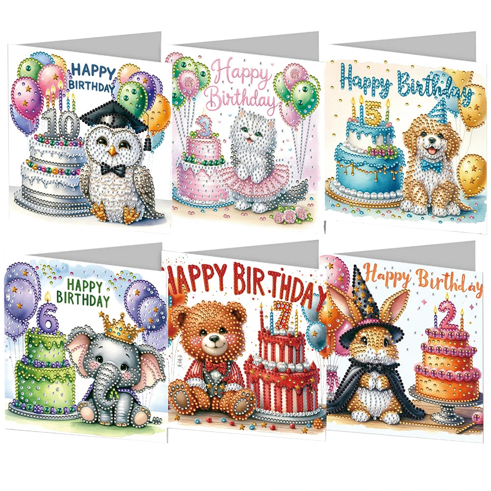 6pcs 5D Rhinestone Diamond Painting Card Kits