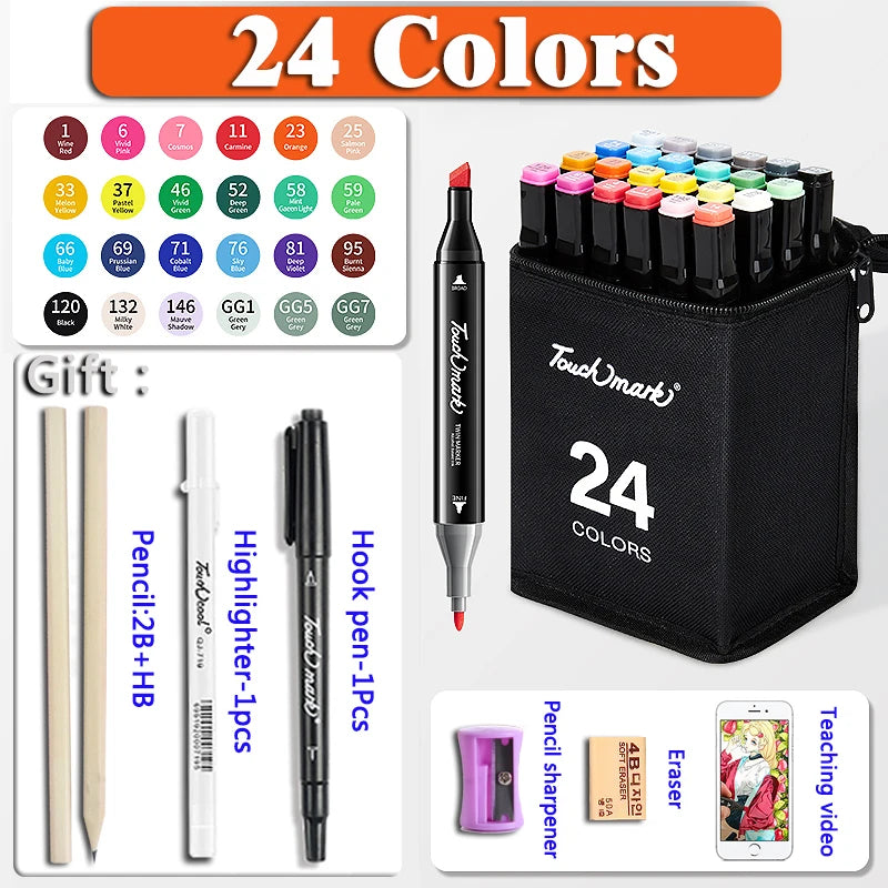 24-262 Color Alcohol Double-Ended Oily Marker Painting Art Set