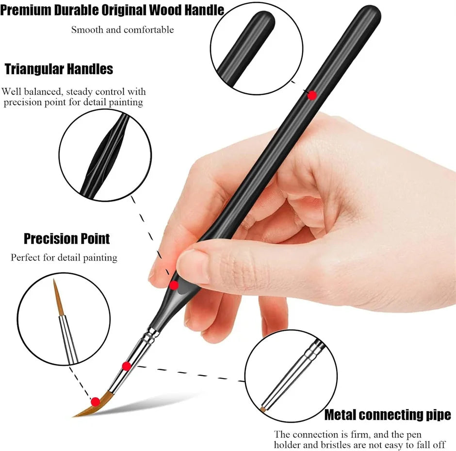 11-Piece Mini Fine Tip Paint Brush Set