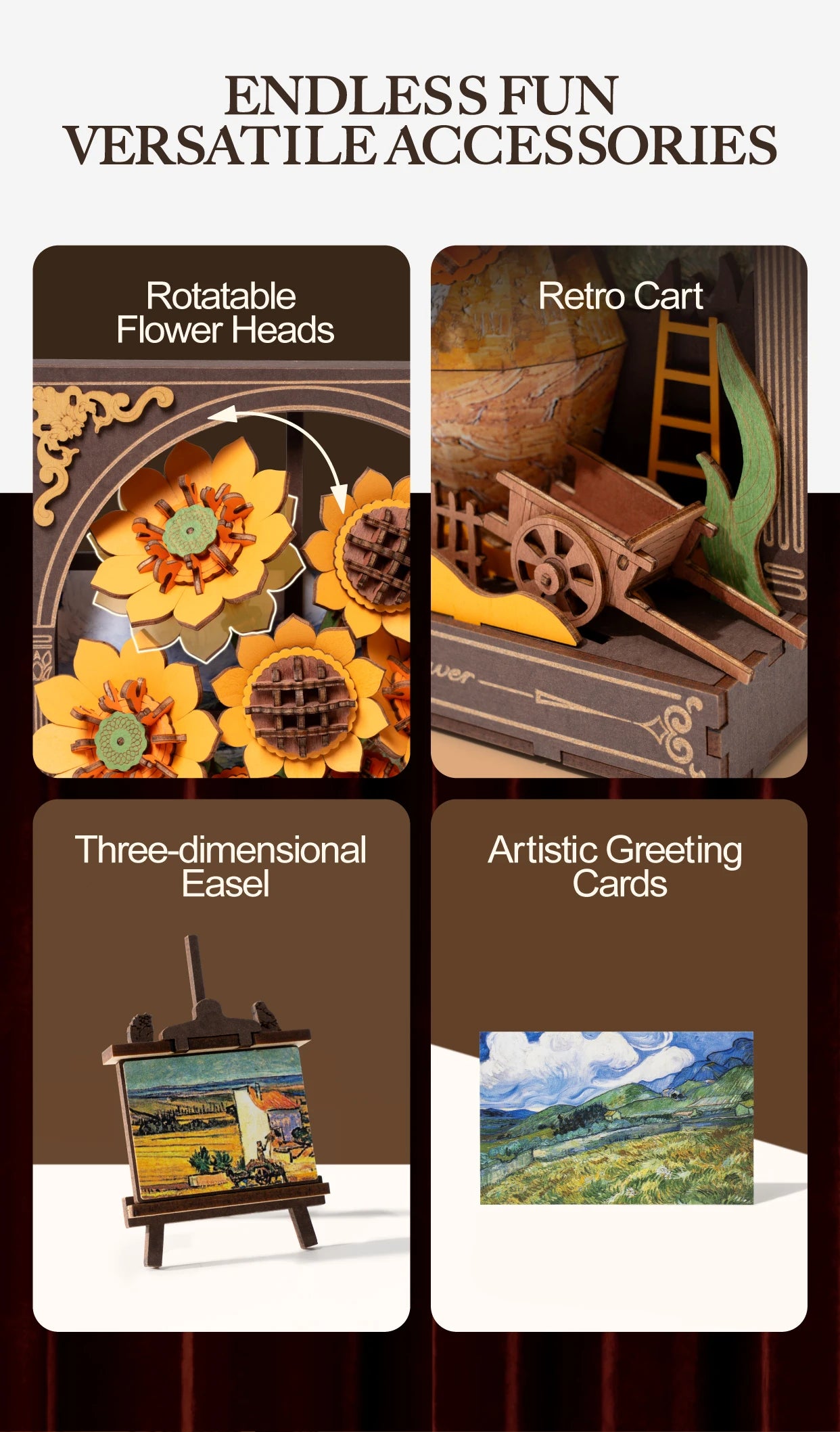 Robotime Glittering Water Lily 3D Wooden Puzzle with LED Light