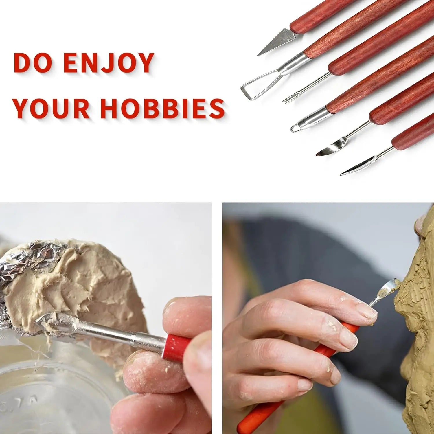 6PCS Sculpting Tool Pottery Wood Handle Set