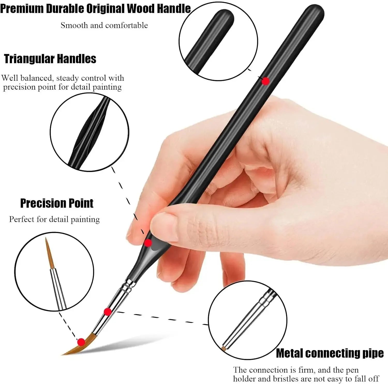 11-Piece Mini Fine Tip Paint Brush Set