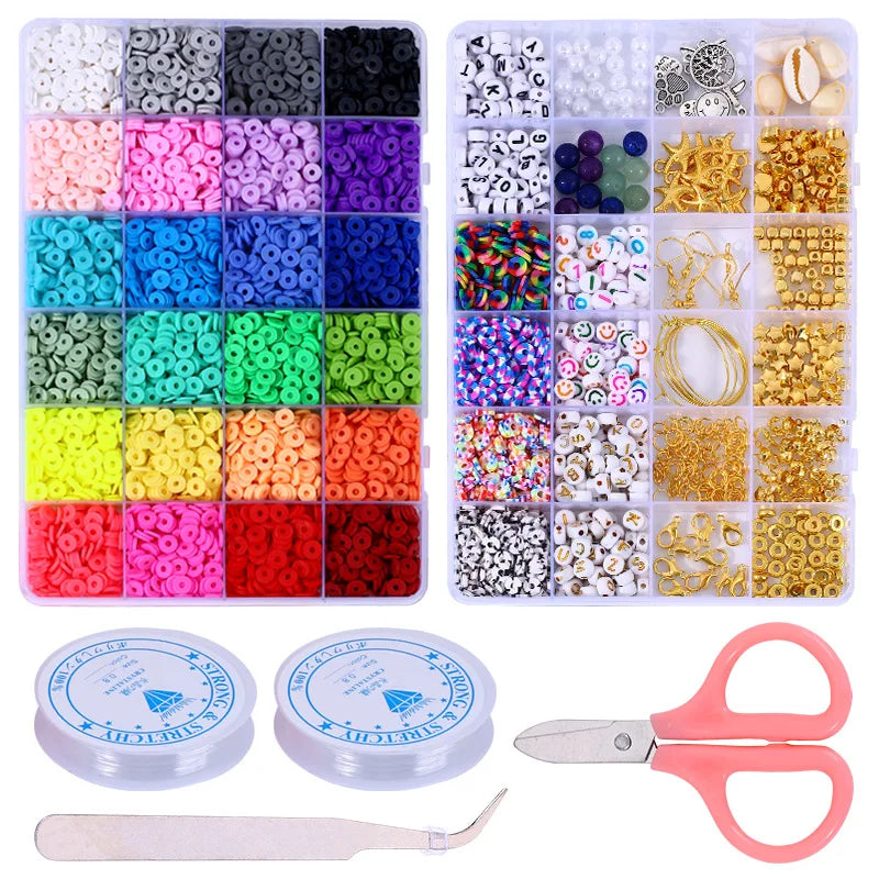 Rainbow Color Clay Beads Bracelet Making Kit