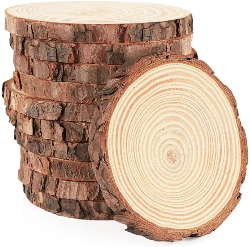 Natural Pine Wood Slices with Bark