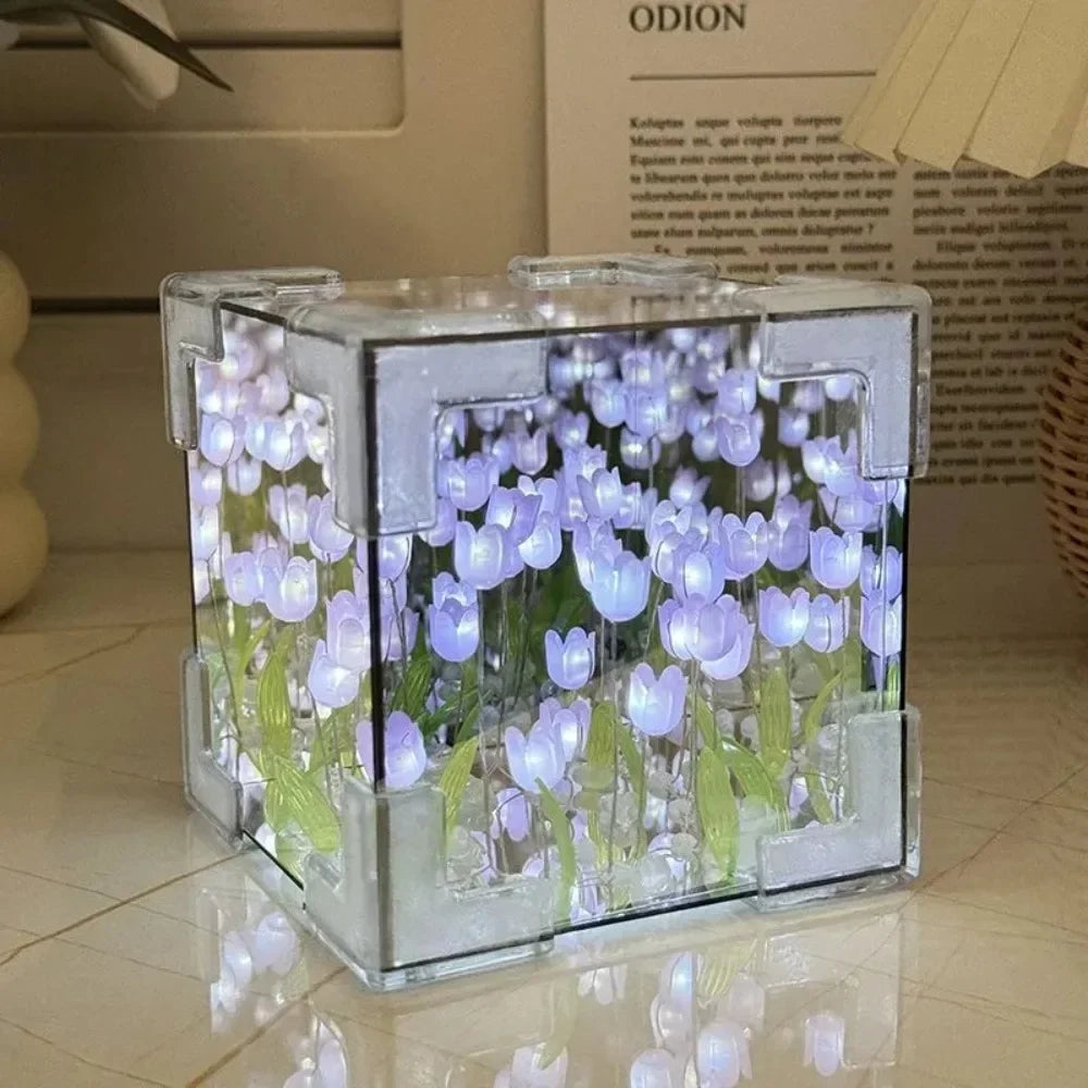 DIY Tulip Mirror Cube Night Lamp