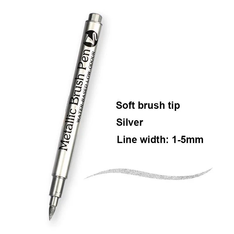 Metallic Brush Marker Pens – Gold & Silver