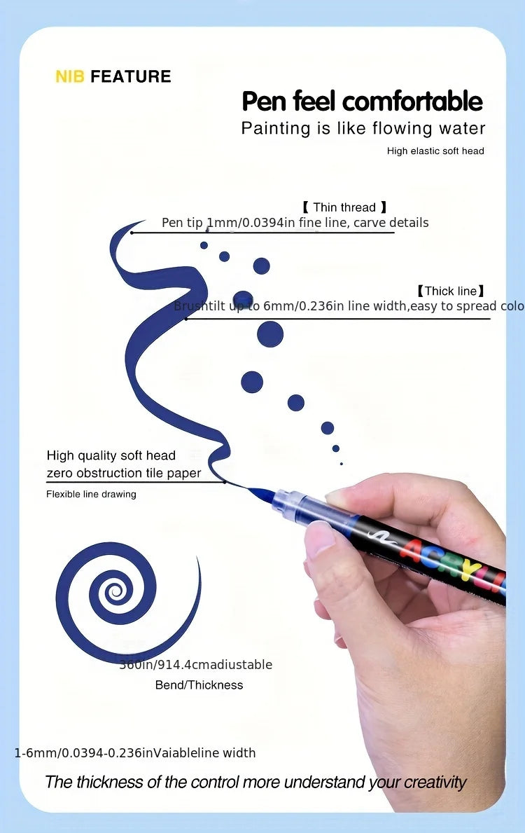 Soft Tip Acrylic Markers Set – Multiple Color Options