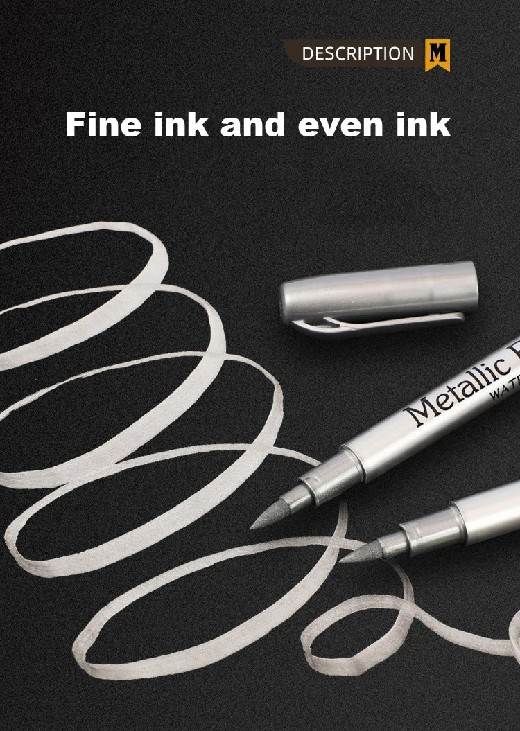 Metallic Brush Marker Pens – Gold & Silver