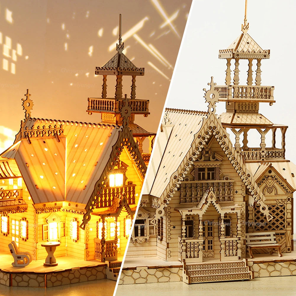 DIY Villa 3D Wooden Model Kit with Light