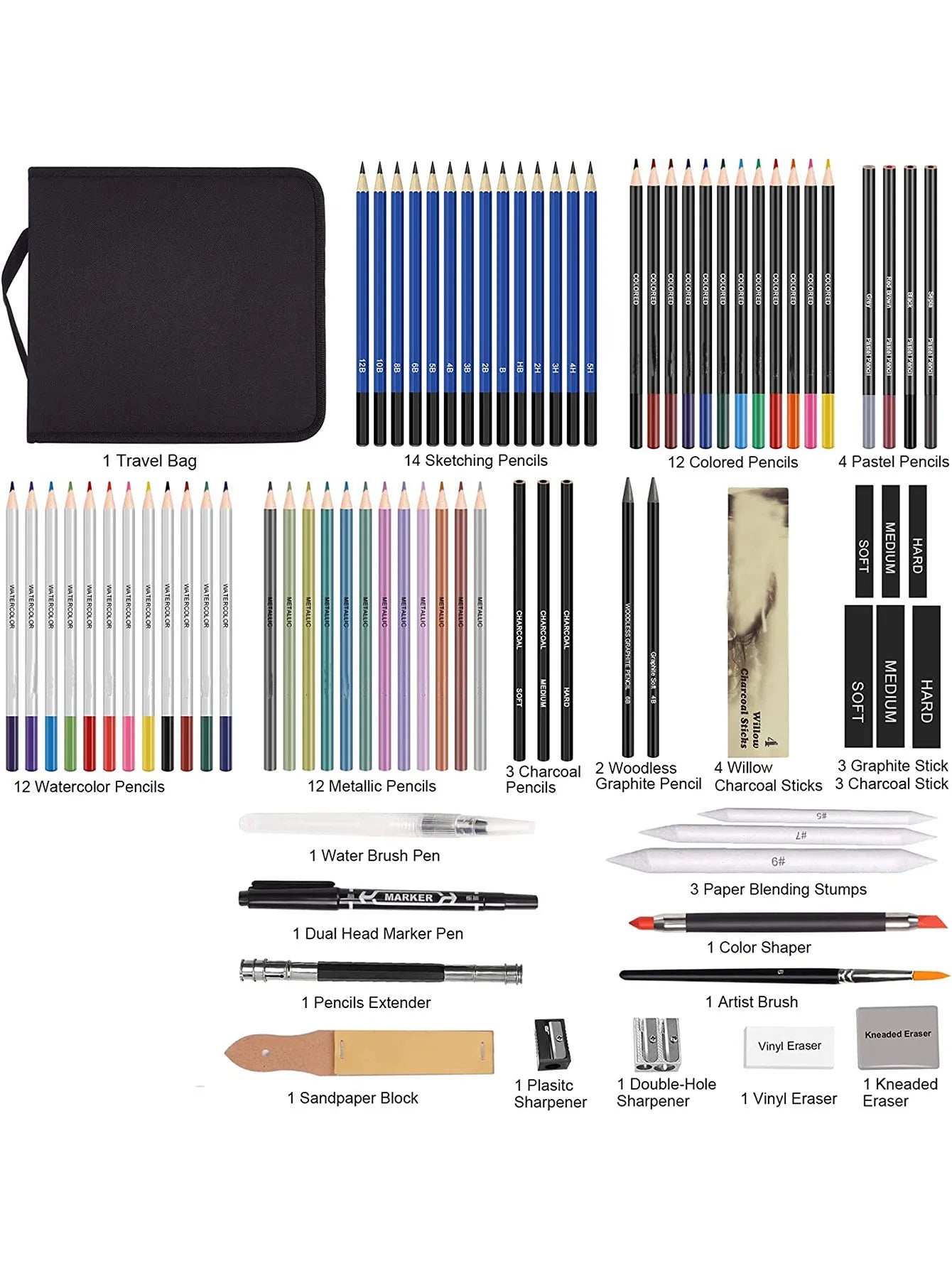 Bview Art 83-Piece Sketching Pencil Set