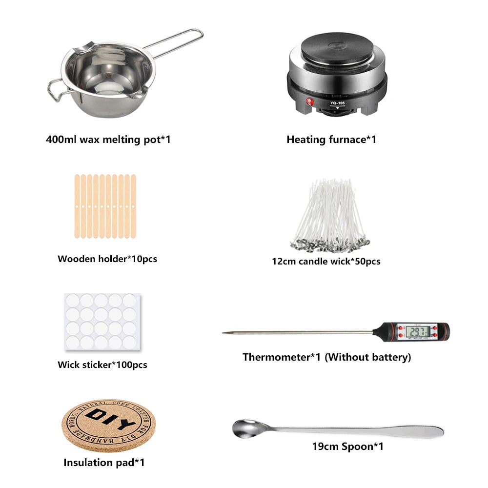 Candle Making Kit with Pouring Pot and Wax Melting Hot Plate