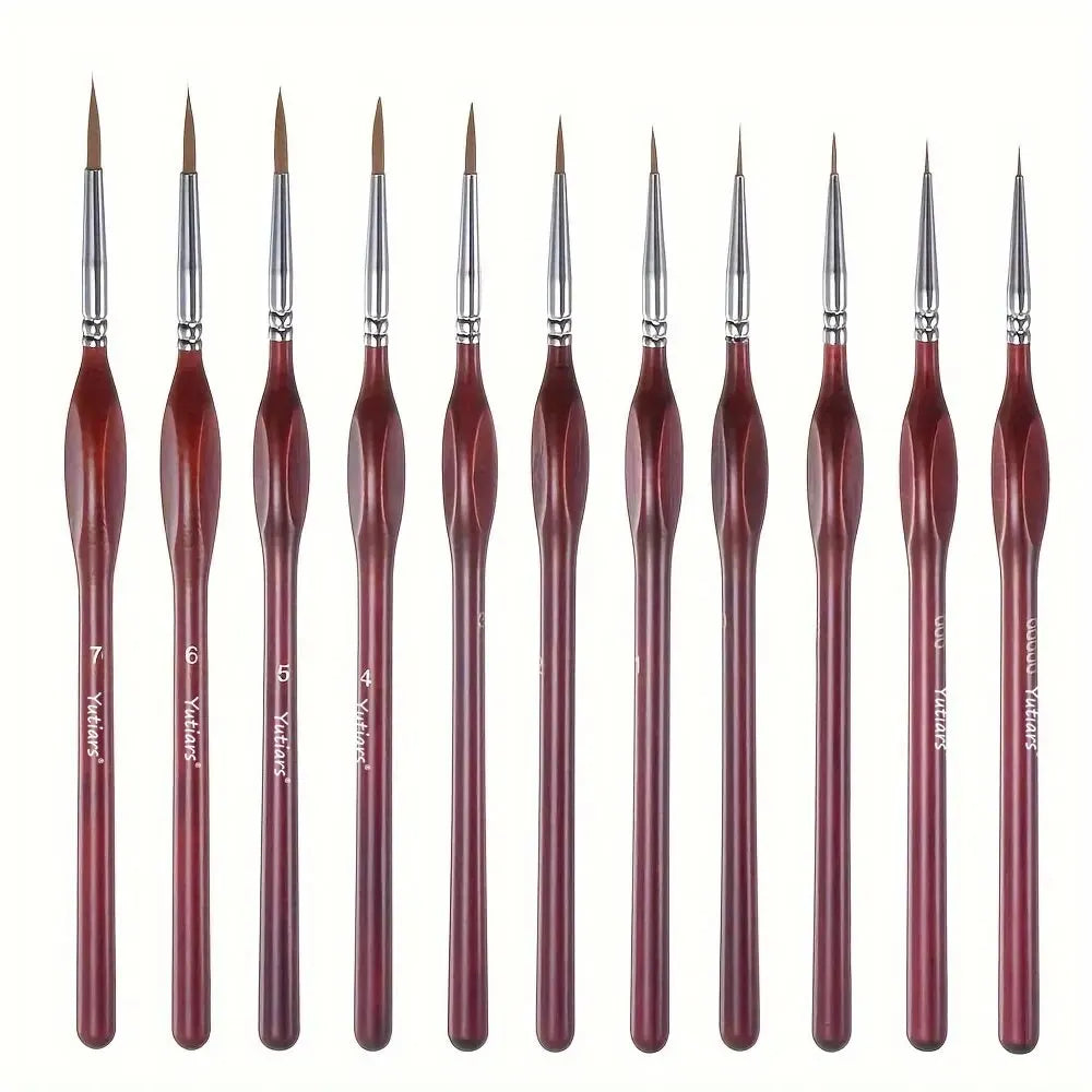 11-Piece Mini Fine Tip Paint Brush Set
