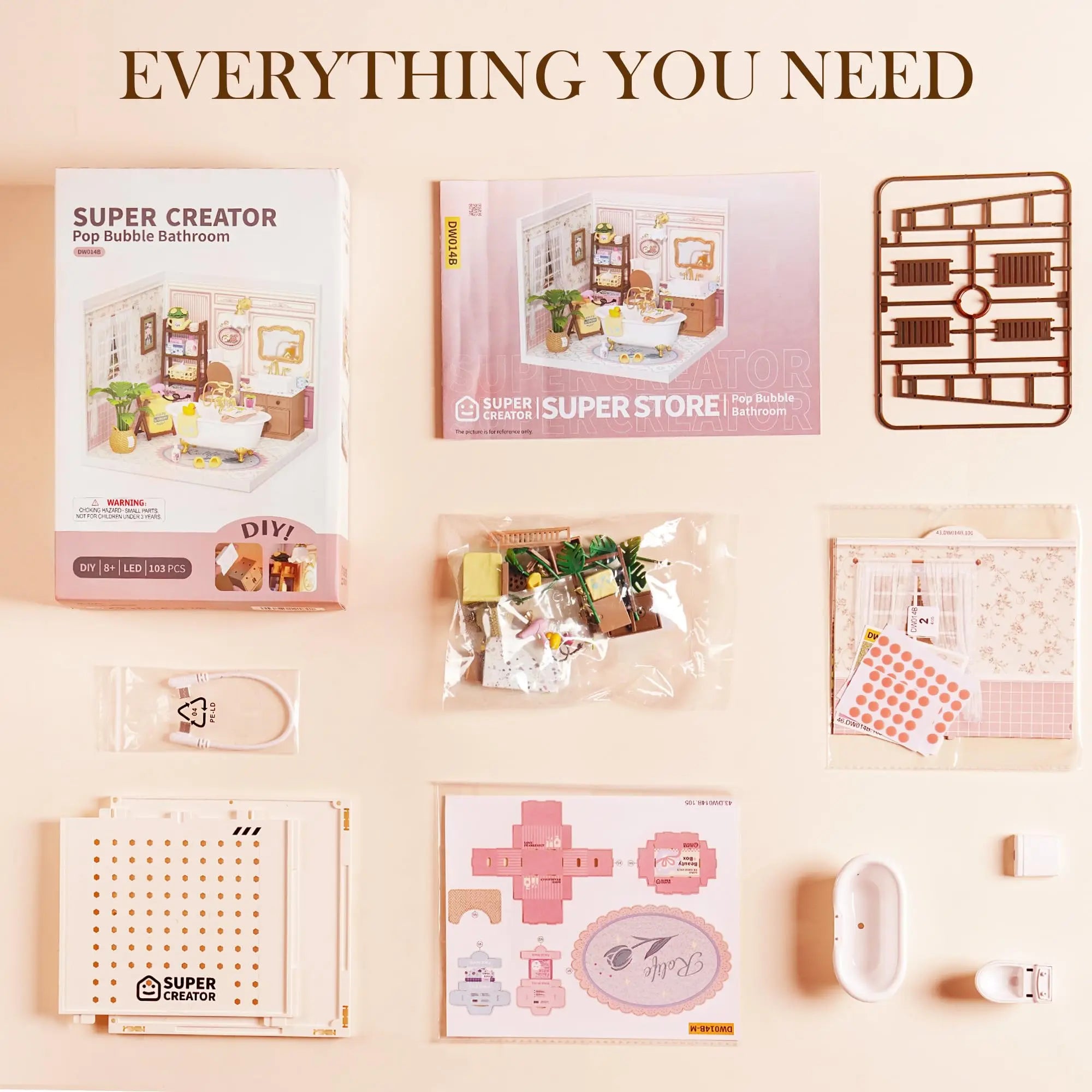 Rolife Pop Bubble Bathroom DIY Miniature Kit