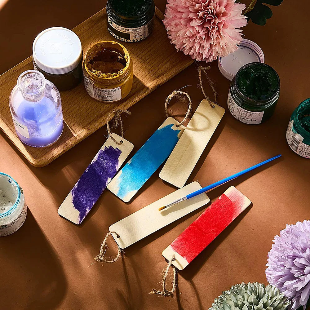 Wood Bookmark Bulk Set with Tassel Ropes