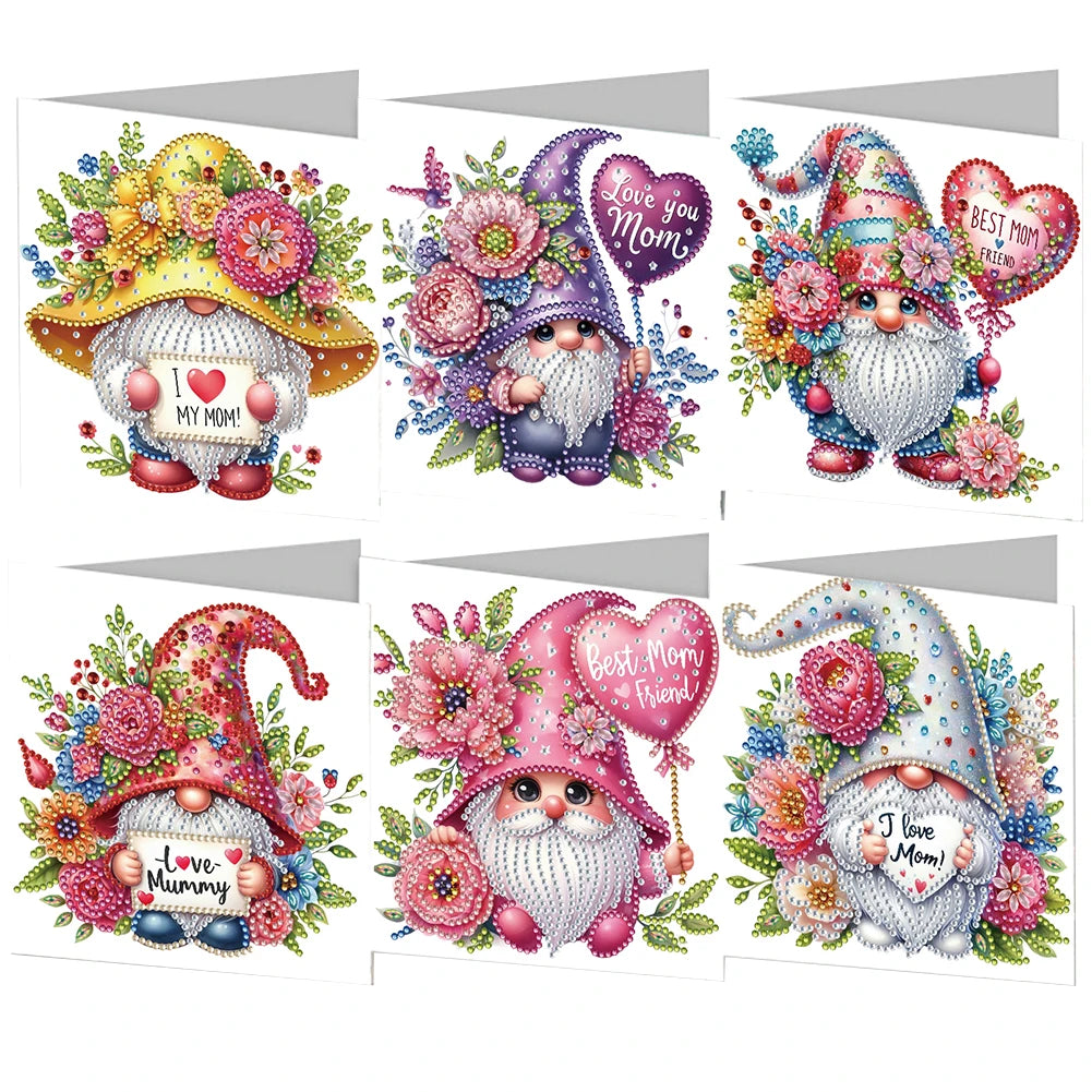 6pcs 5D Rhinestone Diamond Painting Card Kits